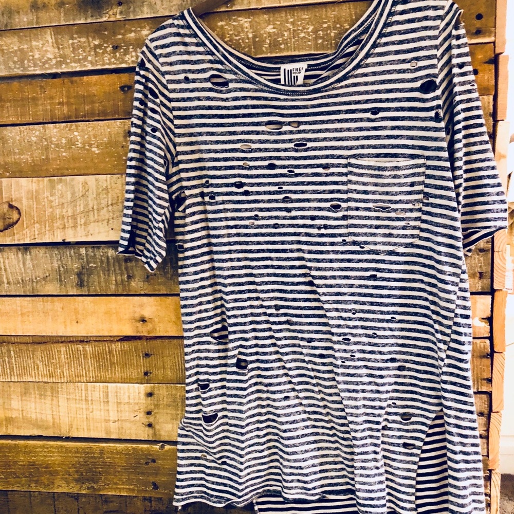 Free People distressed stripe tunic